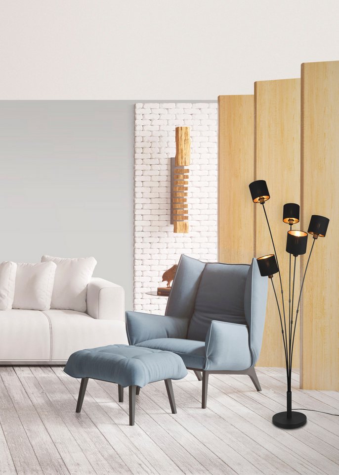 Reality Leuchten Stehlampe Tommy, Stehleuchte 5-flammig, E14 max 40W mit Fussschalter, Ein-/Ausschalter, Leuchtmittel wechselbar, warmweiß - kaltweiß, Stehlampe – Bild 3 von 4