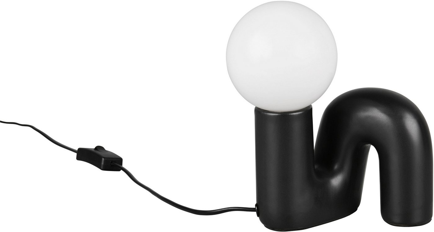 Reality Leuchten Tischleuchte QUINN, Keramik Tischlampe m. Glasschirm, Set inkl 2xG9 Leuchtmittel 3W, Ein-/Ausschalter, Leuchtmittel wechselbar, Warmweiß, Desig – Bild 2 von 5