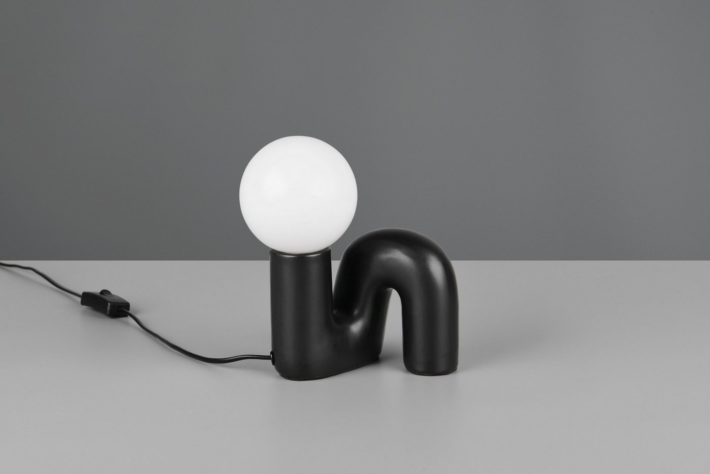 Reality Leuchten Tischleuchte QUINN, Keramik Tischlampe m. Glasschirm, Set inkl 2xG9 Leuchtmittel 3W, Ein-/Ausschalter, Leuchtmittel wechselbar, Warmweiß, Desig – Bild 3 von 5