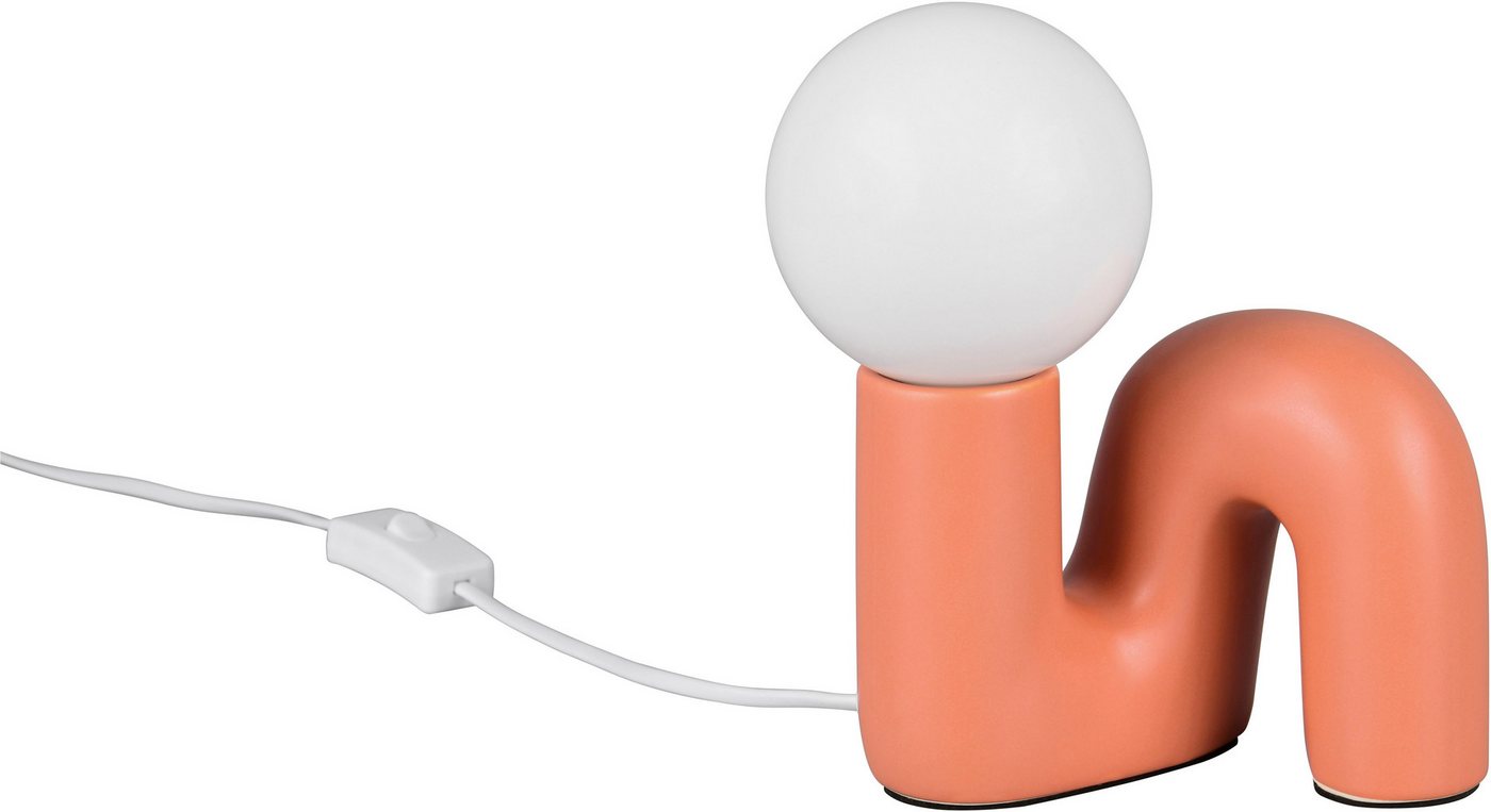 Reality Leuchten Tischleuchte QUINN, Keramik Tischlampe m. Glasschirm, Set inkl 2xG9 Leuchtmittel 3W, Ein-/Ausschalter, Leuchtmittel wechselbar, Warmweiß, Desig – Bild 2 von 5