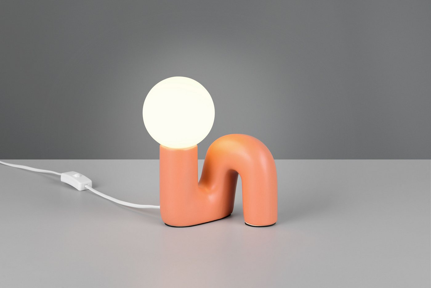 Reality Leuchten Tischleuchte QUINN, Keramik Tischlampe m. Glasschirm, Set inkl 2xG9 Leuchtmittel 3W, Ein-/Ausschalter, Leuchtmittel wechselbar, Warmweiß, Desig – Bild 3 von 5