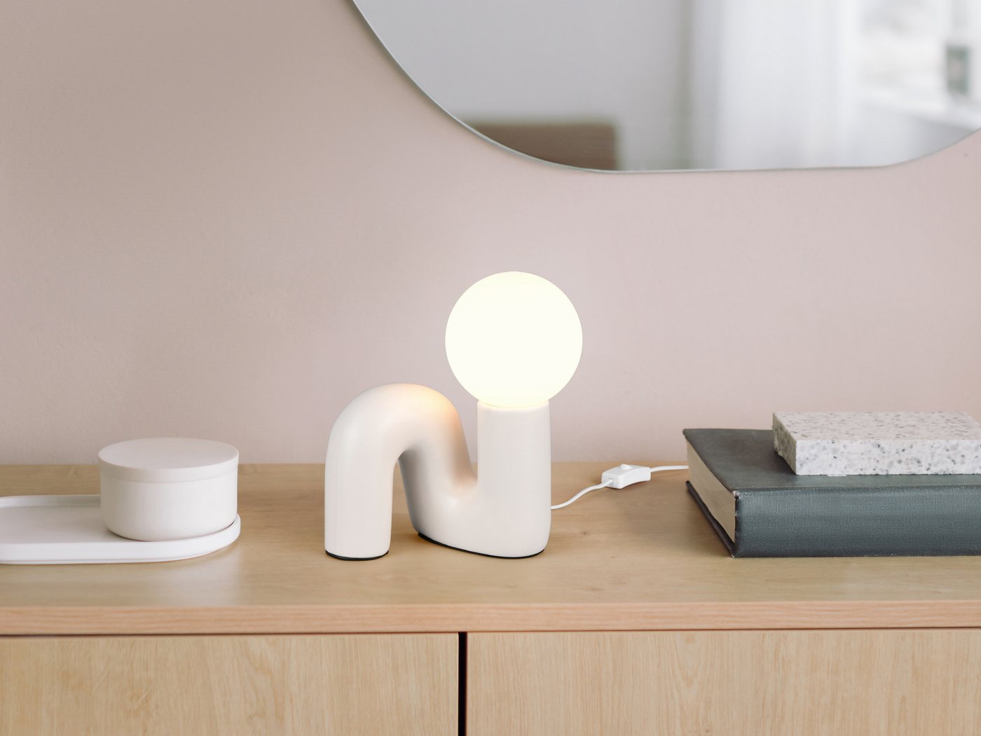 Reality Leuchten Tischleuchte QUINN, Keramik Tischlampe m. Glasschirm, ohne Leuchtmittel 1xG9 max5W, Ein-/Ausschalter, ohne Leuchtmittel, warmweiß - kaltweiß, D – Bild 2 von 5