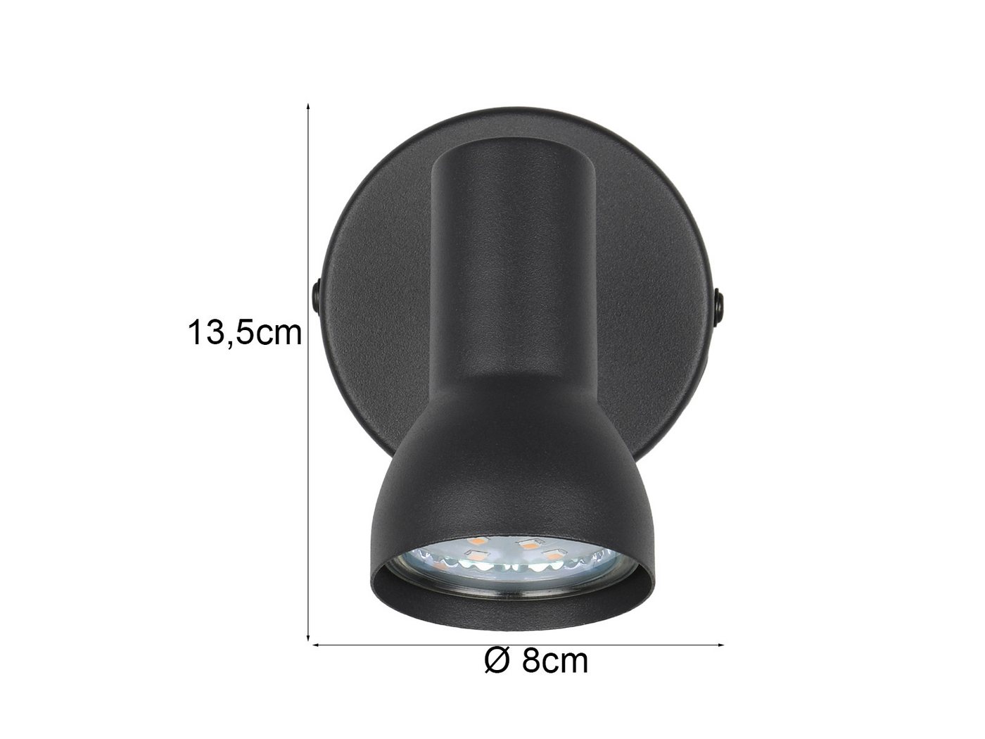 Reality Leuchten Wandstrahler, ohne Leuchtmittel, Wandleuchte-n innen, moderne Lichtspots in Schwarz, Durchmesser 8cm – Bild 3 von 5