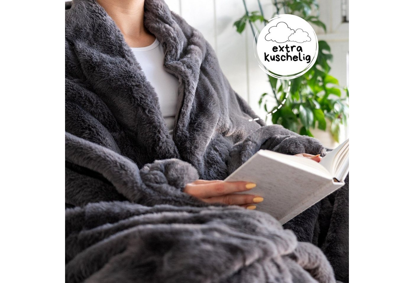 Wohndecke ELIANE, REALLaxx, flauschige XL Sofadecke 150x200cm, große Kunstfell Kuscheldecke – Bild 2 von 5