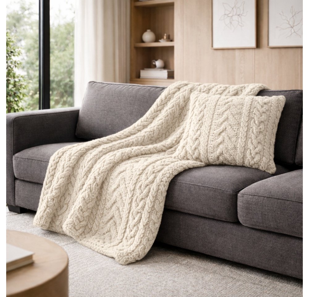 Wohndecke Meran, REALLaxx, 150 x 200 cm, Kuscheldecke Sofaüberwurf in Strickoptik – Bild 2 von 4