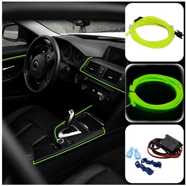 RECAMBO LED-Stripe-Profil Innenraumbeleuchtung Auto, Ambiente Beleuchtung, EL Wire, 6m, Ice Blau, für Armaturenbereich Türverkleidungen Fußraum Kofferraum