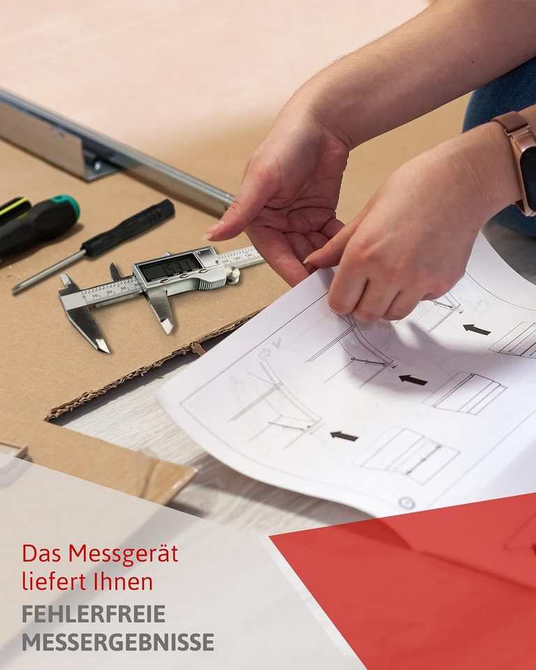 Red Tools Messschieber Digital - Messwerkzeug mit LCD-Display - 0-150 mm / 0-6 Zoll – Bild 5 von 5