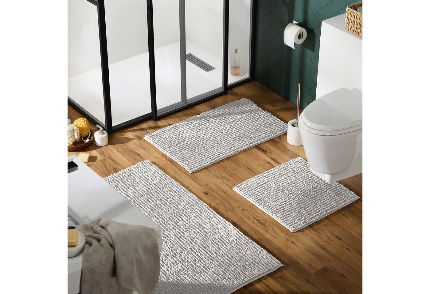 REDBEST Badematte Badematte "Arlington", Höhe 20 mm, eckig, Uni/Hoch- Tiefstruktur – Bild 2 von 5