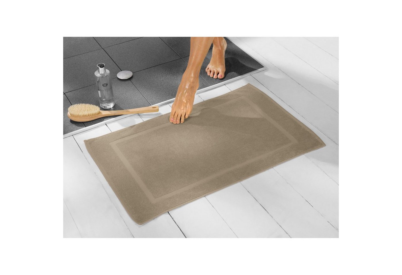 REDBEST Badematte Duschvorlage "Chicago", Höhe 5 mm, Frottier, eckig, Walk-Frottier Uni – Bild 3 von 4