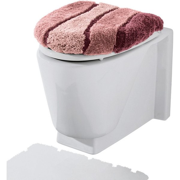 REDBEST Badematte WC-Deckelbezug "Louisville", Höhe 20 mm, Gummizug:, Streifen/Hoch- Tiefstruktur