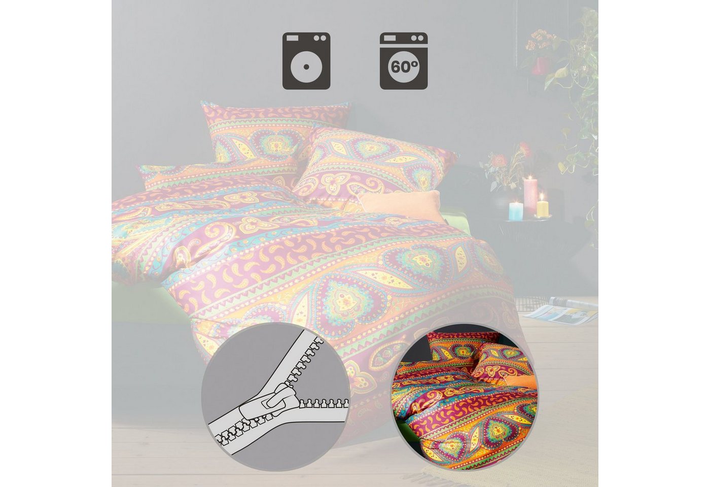 REDBEST Bettwäsche Bettwäsche, Mako-Satin, Satin Paisley/Ornamente – Bild 4 von 5