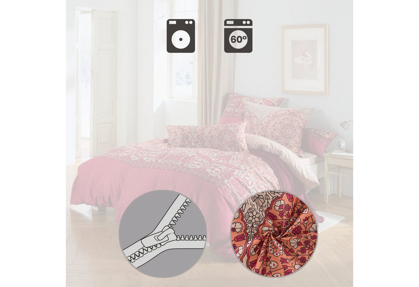 REDBEST Bettwäsche Bettwäsche, Mako-Satin, Satin Paisley/Ornamente – Bild 5 von 5