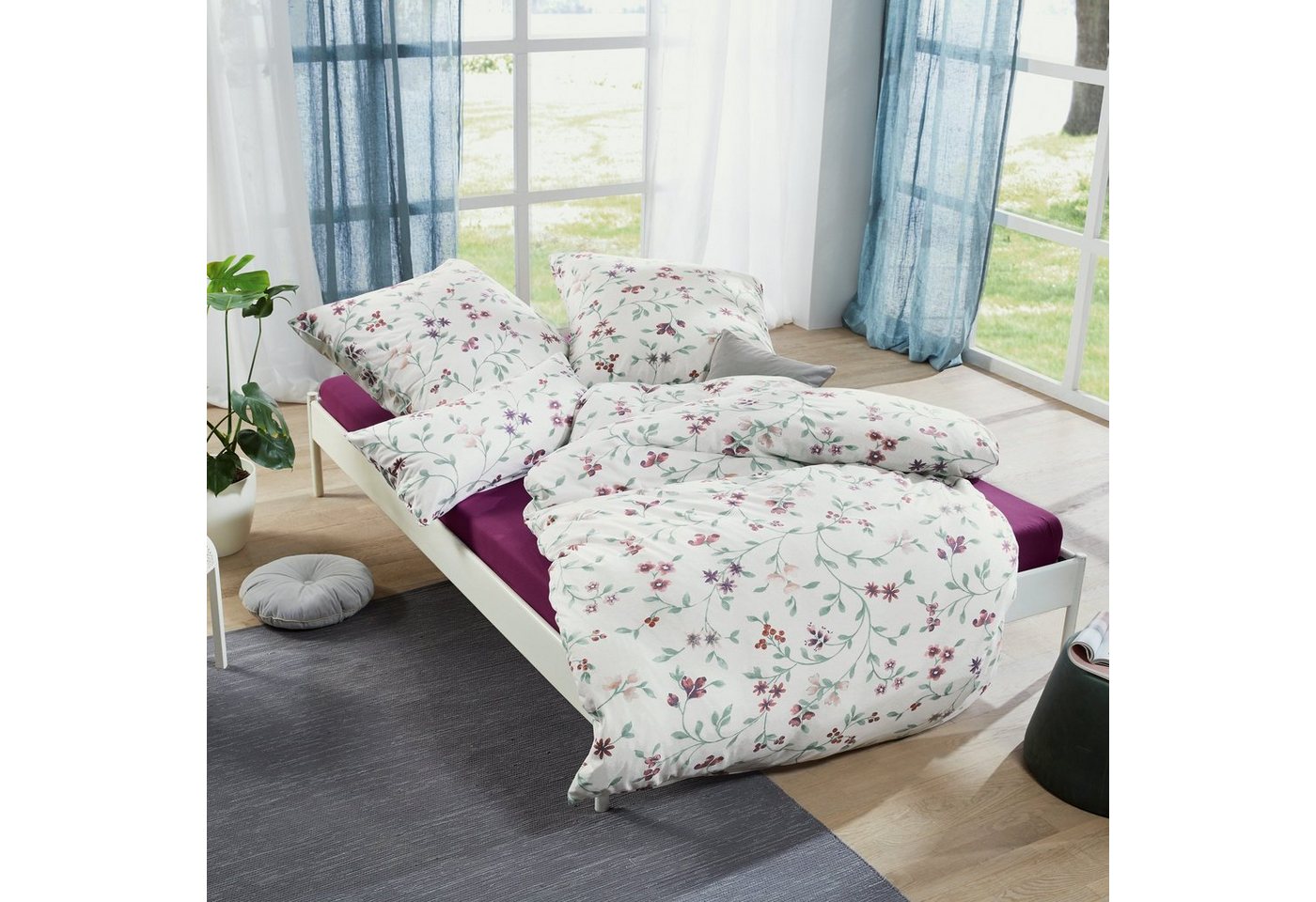 REDBEST Bettwäsche Bettwäsche, Jersey, Single-Jersey Blumen/Ranke – Bild 3 von 5