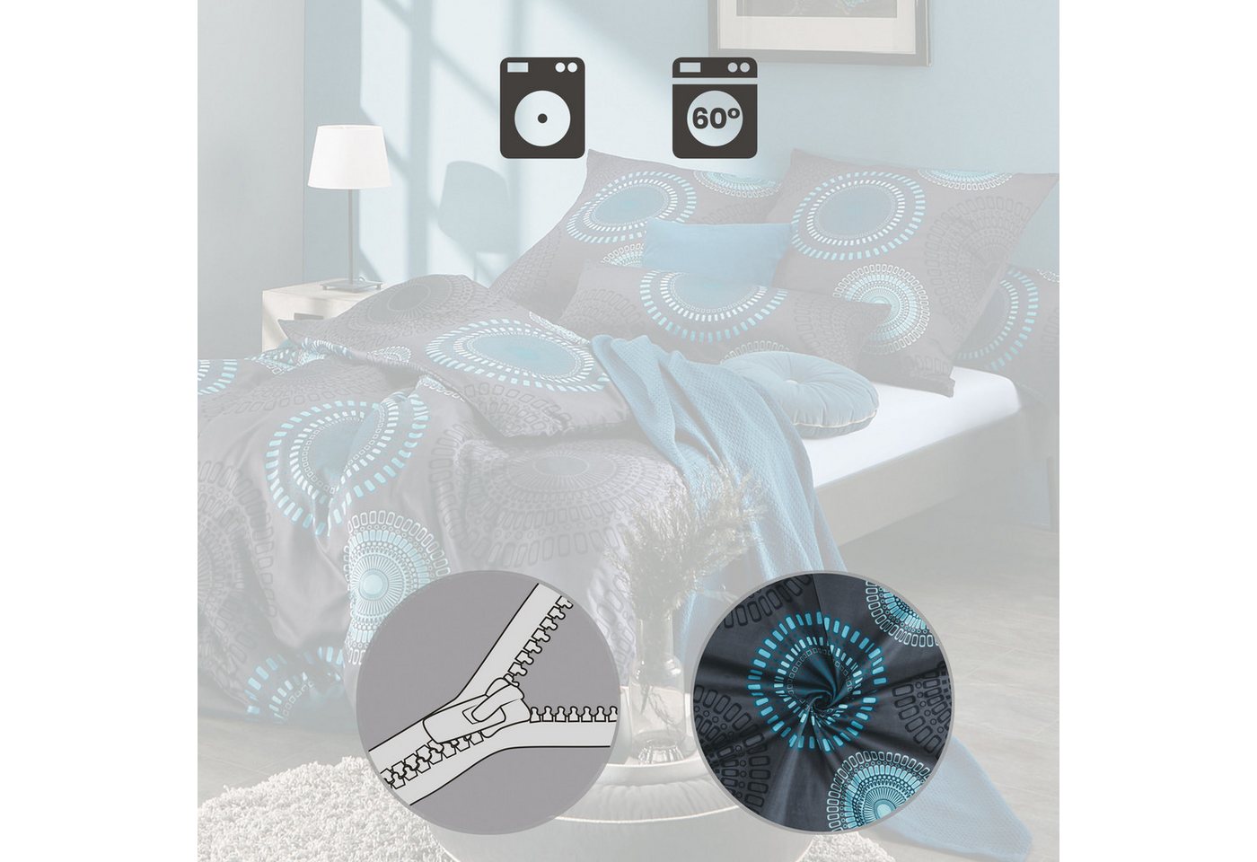 REDBEST Bettwäsche Bettwäsche, Mako-Satin, Satin Kreise/Ornamente – Bild 5 von 5