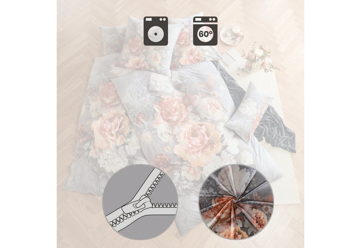 REDBEST Bettwäsche Bettwäsche, Polyester, Microfaser Blumen – Bild 3 von 5