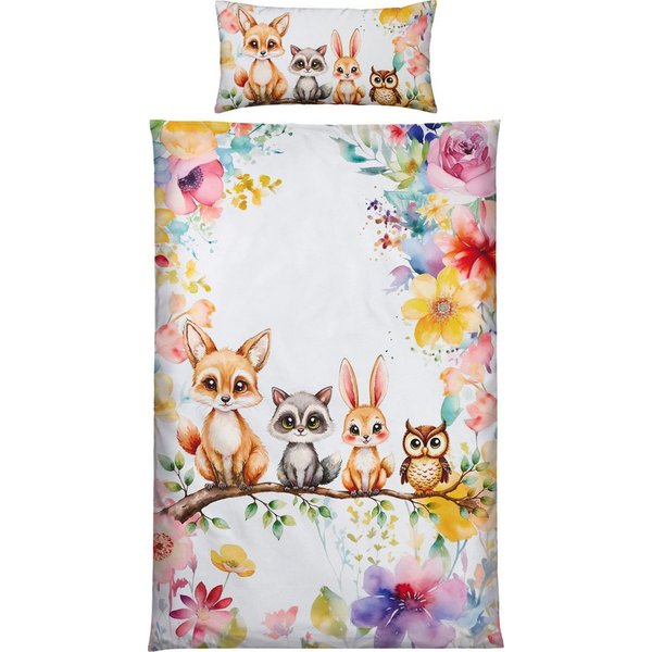 REDBEST Kinderbettwäsche Kinder-Bettwäsche, Polyester, Microfaser Blumen/Tiermotive
