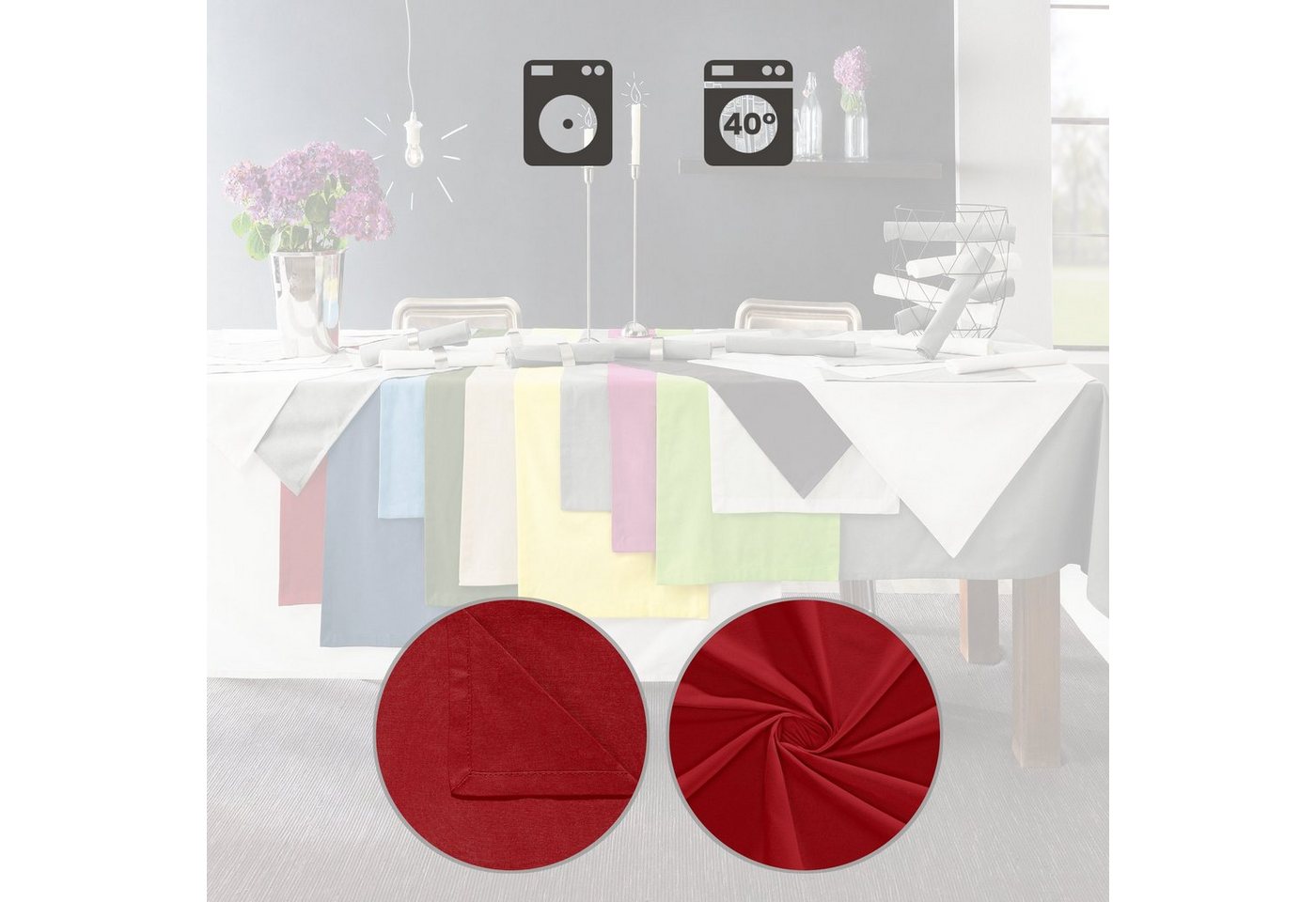 REDBEST Platzset Tischset "Seattle" 6er-Pack, Baumwolle Uni – Bild 3 von 5