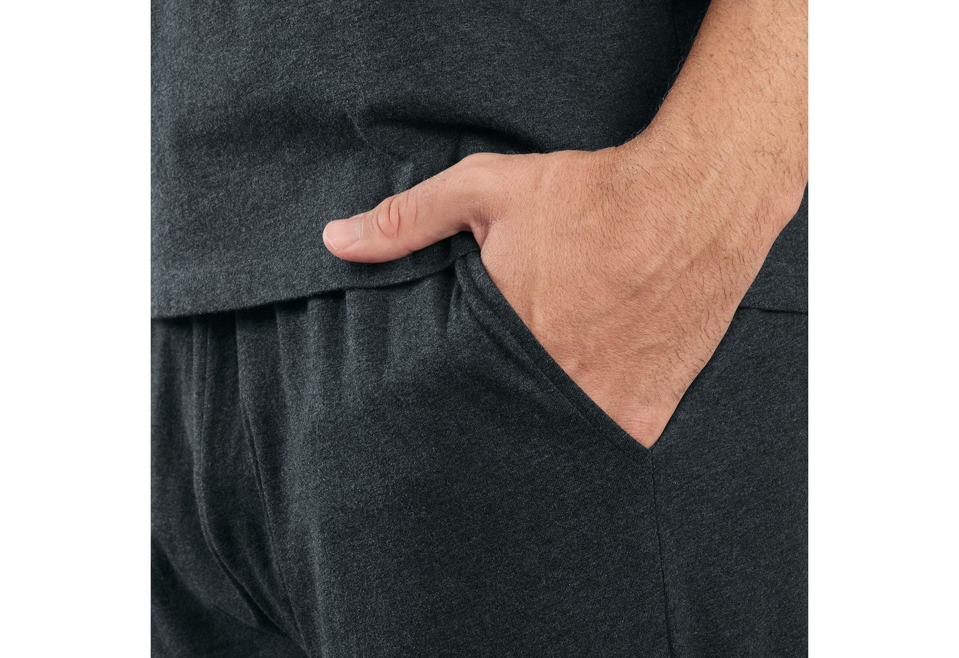 REDBEST Schlafhose Herren-Hose, kurz Single-Jersey Uni – Bild 4 von 5
