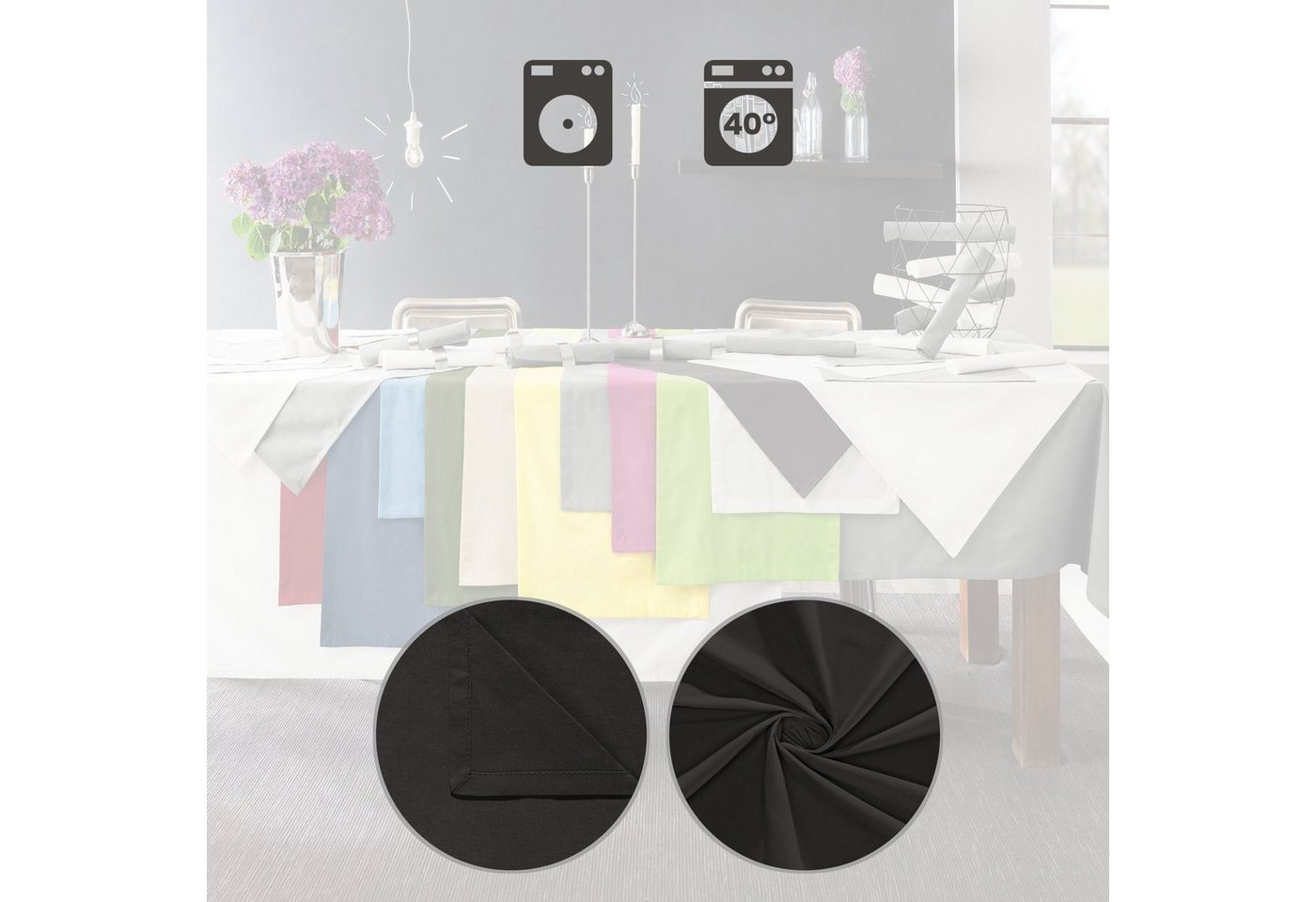 REDBEST Stoffserviette Serviette 6er-Pack "Seattle", Baumwolle Uni – Bild 3 von 5
