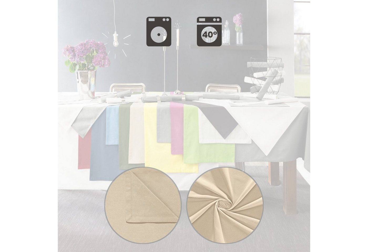 REDBEST Stoffserviette Serviette 6er-Pack "Seattle", Baumwolle Uni – Bild 4 von 5