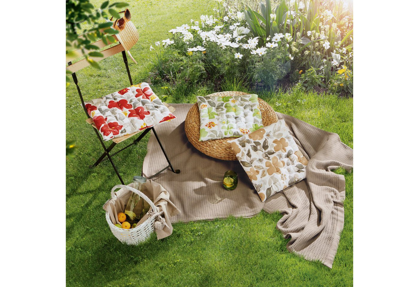 REDBEST Stuhlkissen Stuhlkissen 2er-Pack, Blumen – Bild 3 von 3