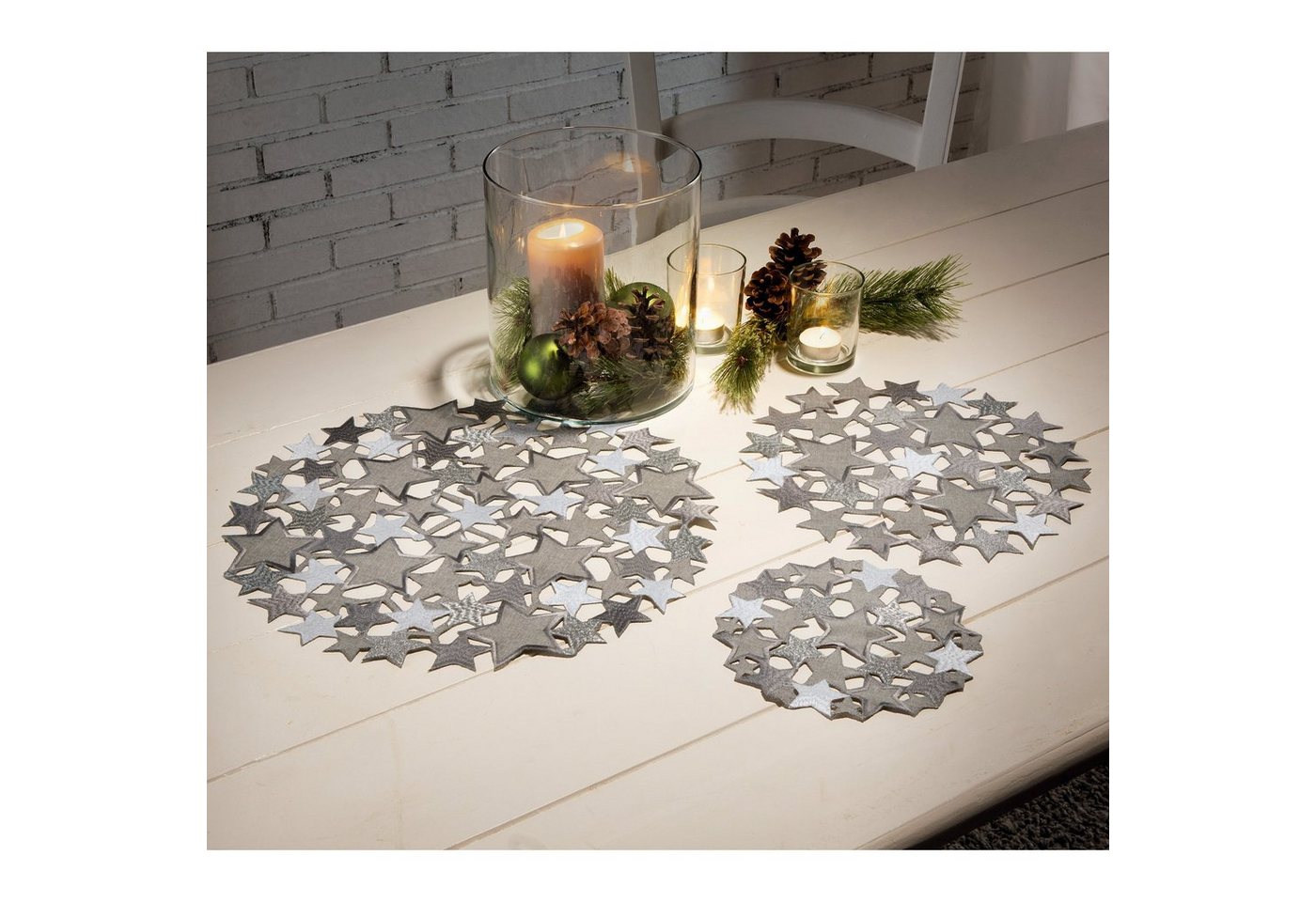 REDBEST Tischdecke Aufleger 2er-Set, Uni/Sterne – Bild 2 von 2