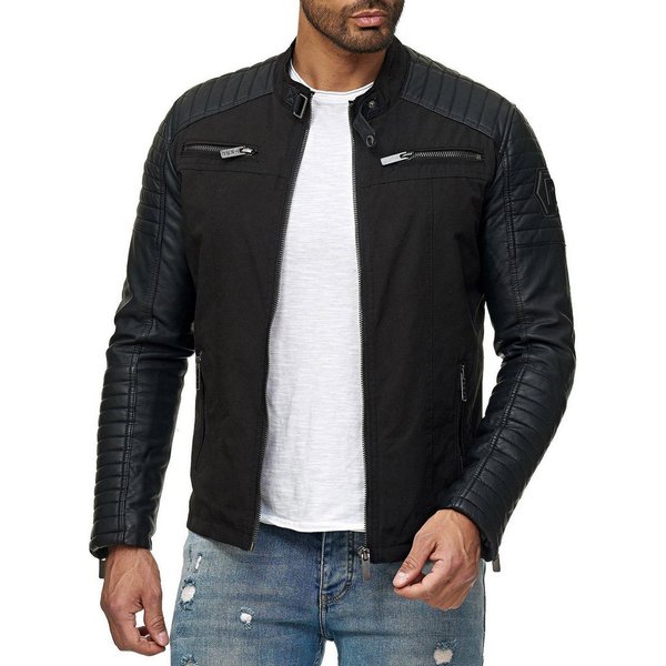 RedBridge Bikerjacke mit robusten Kunstlederärmeln im beliebten Bikerstil