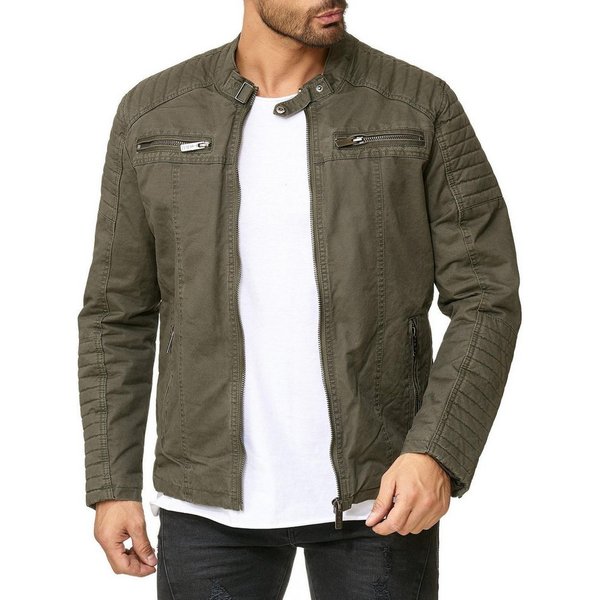 RedBridge Bikerjacke robuste Bickerjacke mit Reißverschluss und kurzem Stehkragen