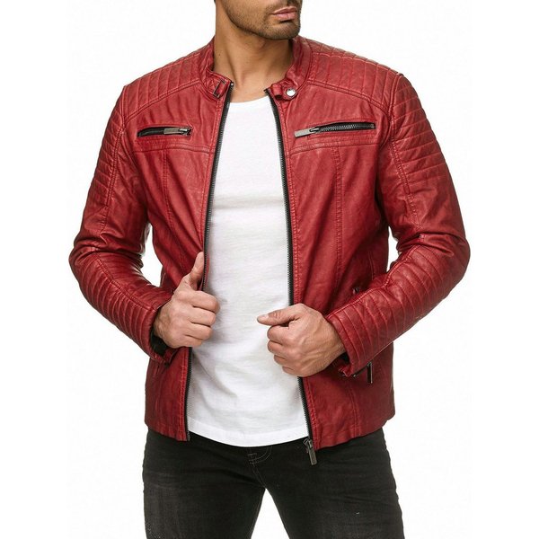 RedBridge Lederimitatjacke aus robustem Kunstleder mit Reißverschluss und Stehkragen