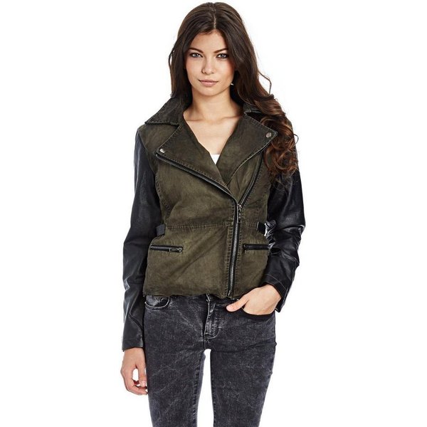 RedBridge Lederimitatjacke Bikerjacke Übergangsjacke Steppjacke asymetrischer Reißverschluss
