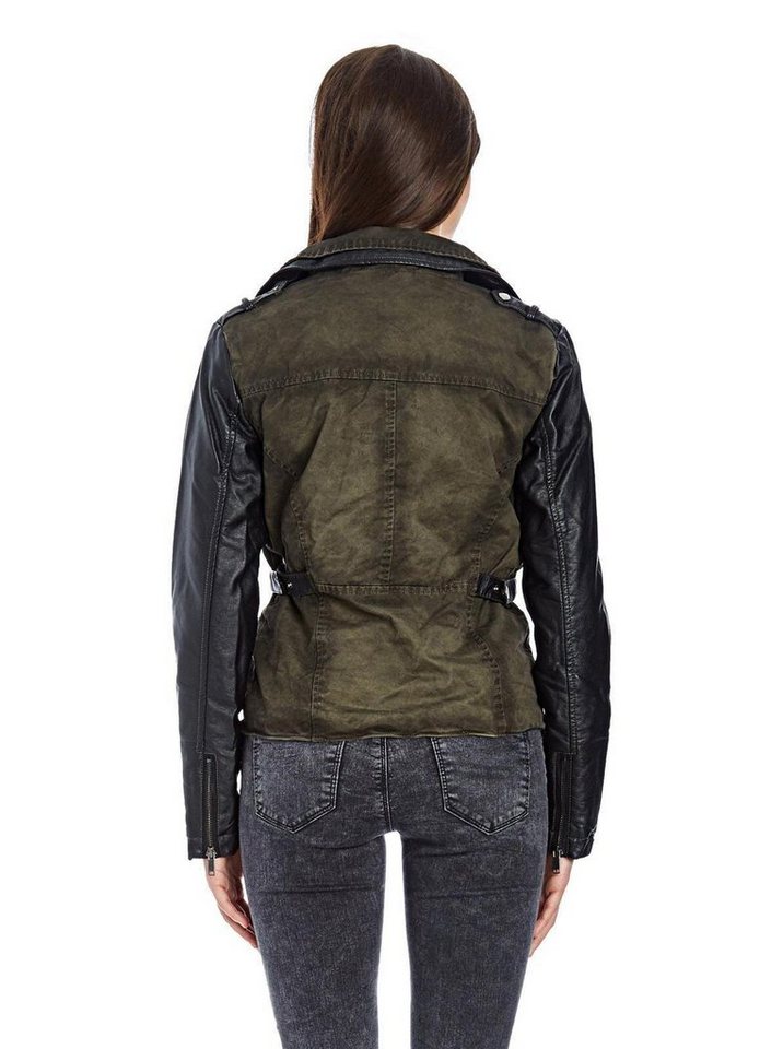 RedBridge Lederimitatjacke Bikerjacke Übergangsjacke Steppjacke asymetrischer Reißverschluss – Bild 2 von 4
