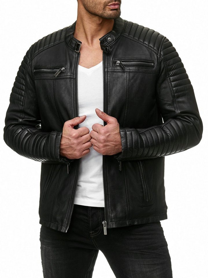 RedBridge Lederimitatjacke in Lederoptik - Stehkragen, Stepp-Details, Reißverschlüsse – Bild 2 von 5