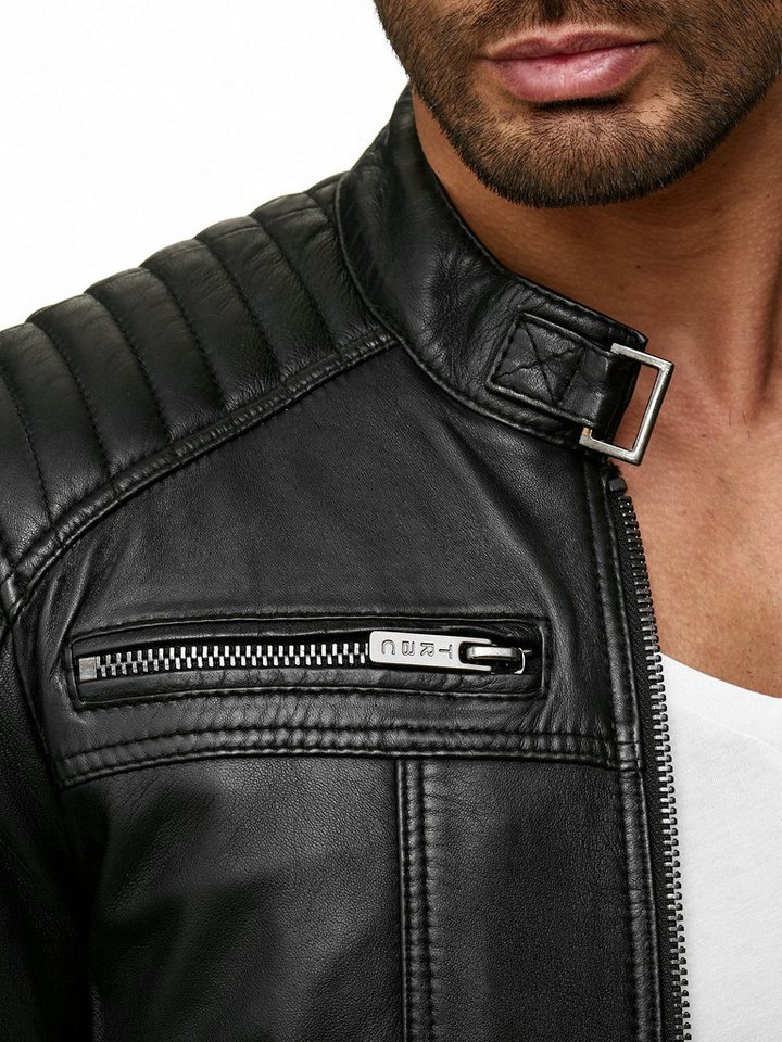 RedBridge Lederimitatjacke in Lederoptik - Stehkragen, Stepp-Details, Reißverschlüsse – Bild 4 von 5