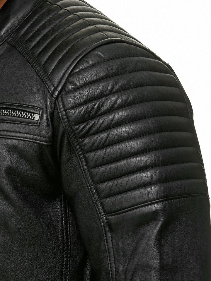 RedBridge Lederimitatjacke in Lederoptik - Stehkragen, Stepp-Details, Reißverschlüsse – Bild 5 von 5