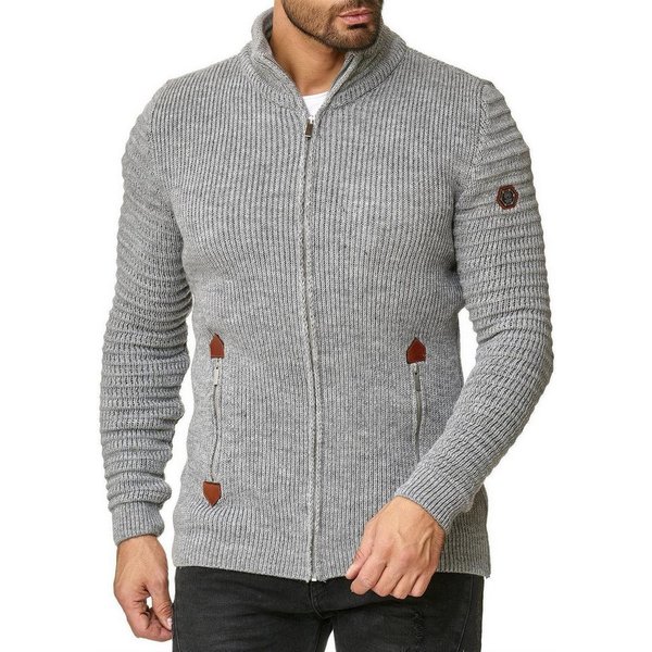 RedBridge Strickjacke aus Grobstrick mit praktischen Reißverschlusstaschen wechselnde Strickart