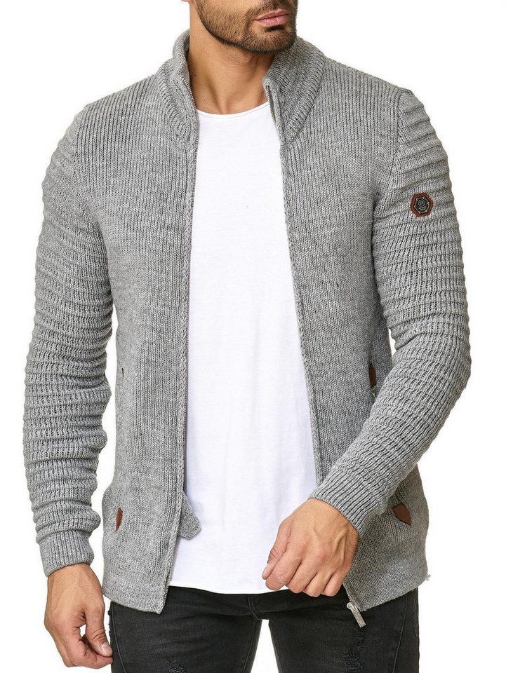 RedBridge Strickjacke aus Grobstrick mit praktischen Reißverschlusstaschen wechselnde Strickart – Bild 4 von 4
