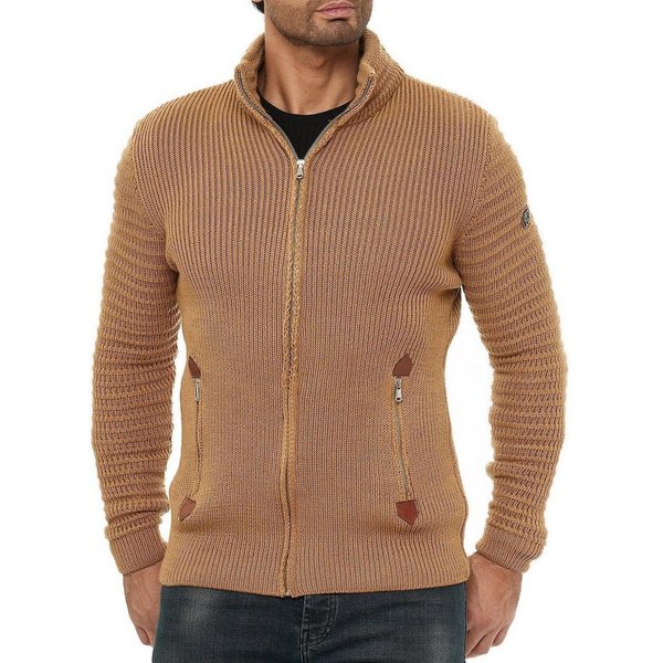 RedBridge Strickjacke aus Grobstrick mit praktischen Reißverschlusstaschen wechselnde Strickart