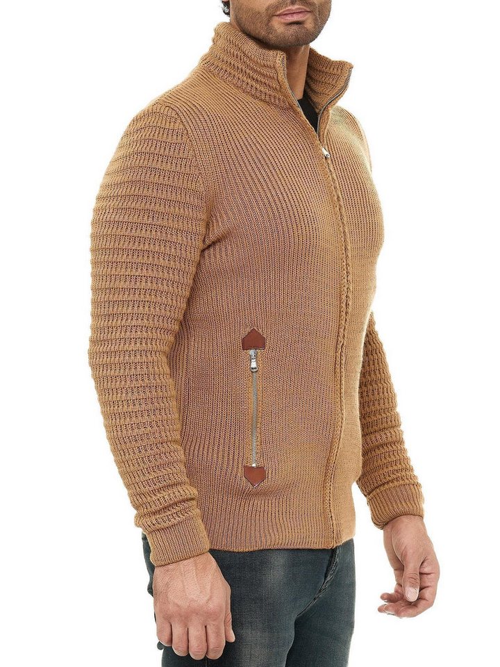 RedBridge Strickjacke aus Grobstrick mit praktischen Reißverschlusstaschen wechselnde Strickart – Bild 3 von 5