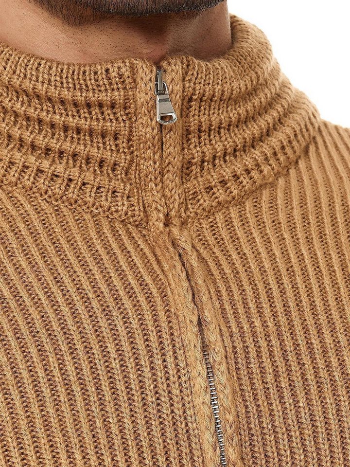 RedBridge Strickjacke aus Grobstrick mit praktischen Reißverschlusstaschen wechselnde Strickart – Bild 4 von 5