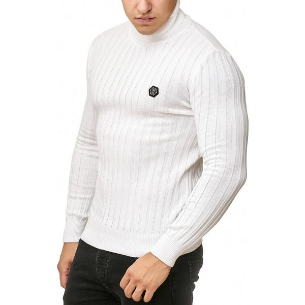 RedBridge Strickpullover Rollkragen Strickpullover mit Logopatch hoher Rollkrage