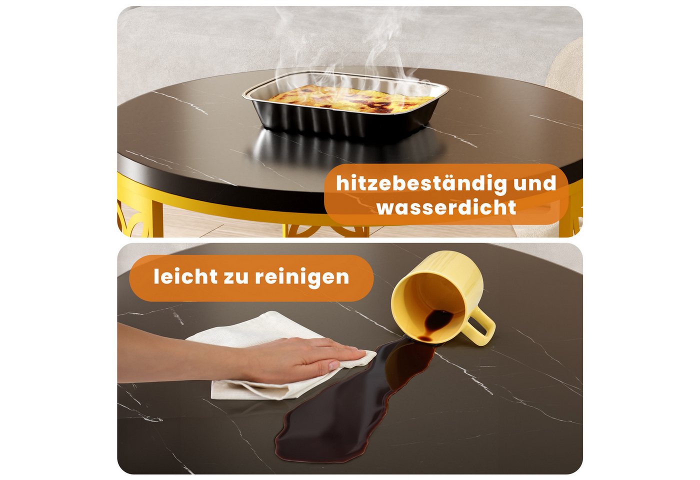 REDOM Couchtisch und 2er Set, Beistelltisch für Schlafzimmer Balkon (Runder Couchtisch, stabil und langlebig für stilvolles Wohnen, 2-St., 70x70x45 cm und 45x45 – Bild 5 von 5