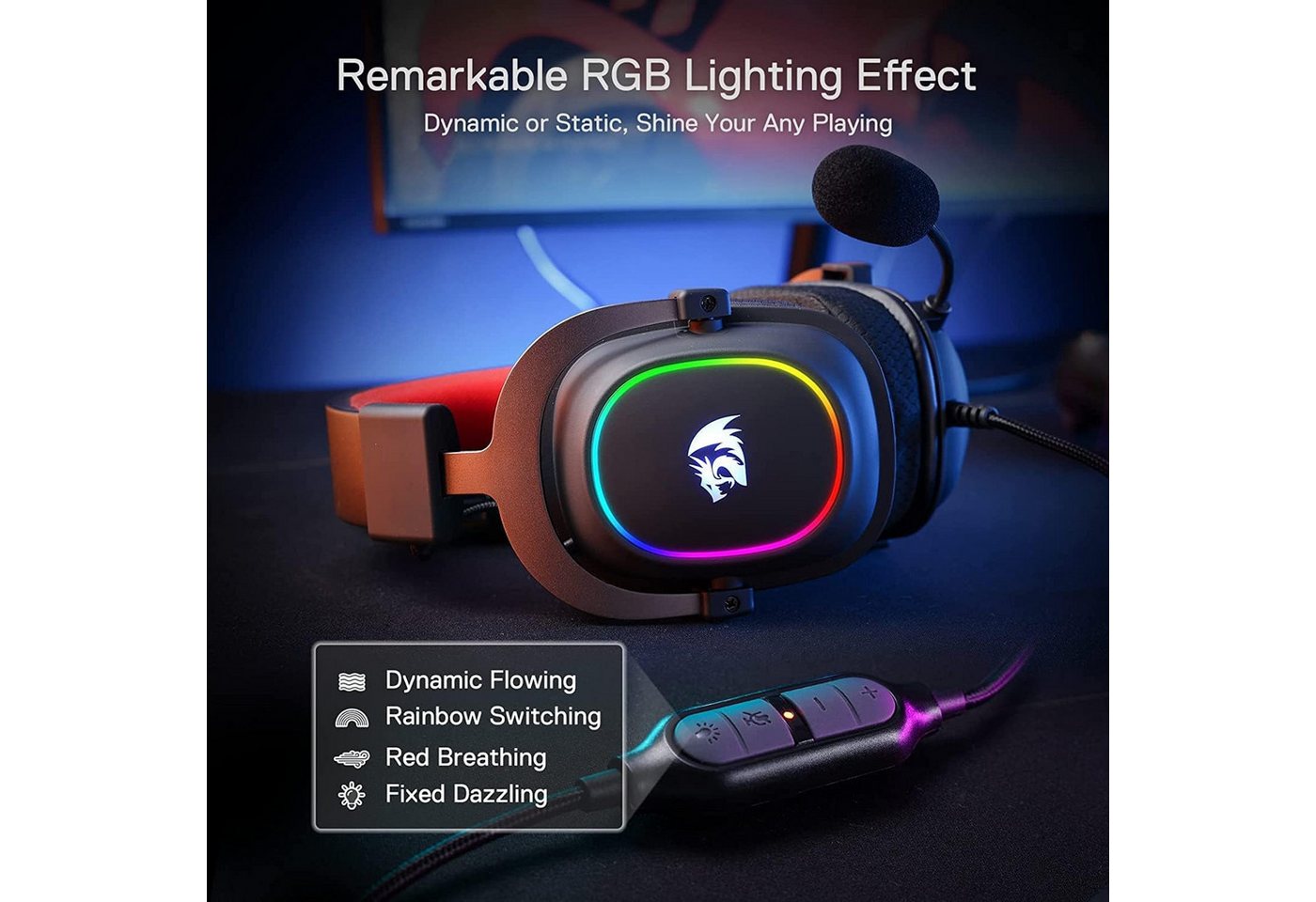 Redragon Redragon H510 Zeus Gaming-Headset mit Kabel 7.1 Surround-Sound schwarz Headset – Bild 4 von 5