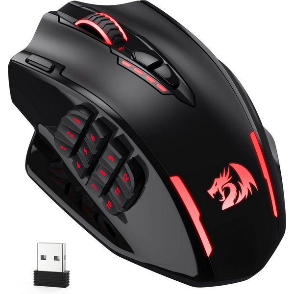 Redragon M913 Kabellos/Kabelgebunden, 16000 DPI, RGB & 2 Verbindungsmodi Gaming-Maus (2,4 GHz kabellos und USB-C kabelgebunden, 16 programmierbare Tasten für Es