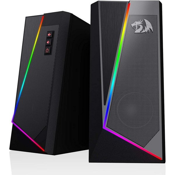 Redragon Spiel-Lautsprecher mit RGB & Einfacher Lautstärkeregelung Gaming-Lautsprecher 2.0-Kanal (Gaming-Boxen– Plug & Play, Schwarz)