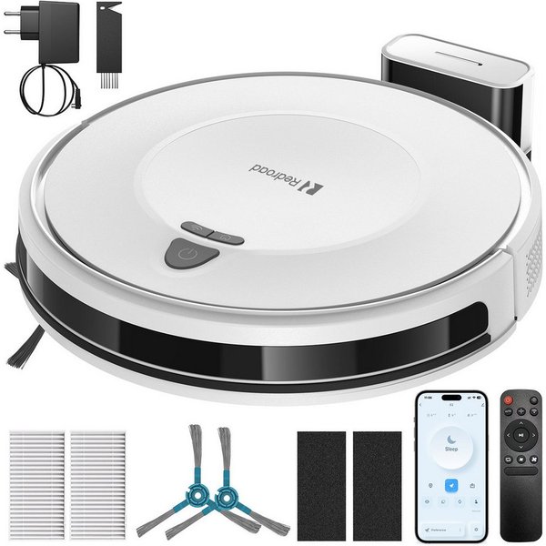 redroad Saugroboter Staubsauger Roboter 12000Pa/60W/180min Laufzeit 660 ml Behälter, 60 W, mit Beutel, saugroboter,18×5200 mAh Akku (68.000 mAh gesamt)