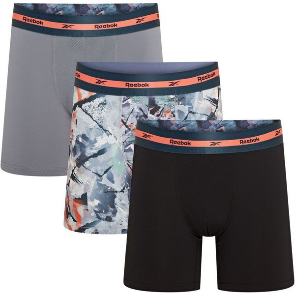 Reebok Trunk LUTHER (3er Pack) basic, feuchtigkeitsregulierend, mit Logo, mit Muster, breiter Bund