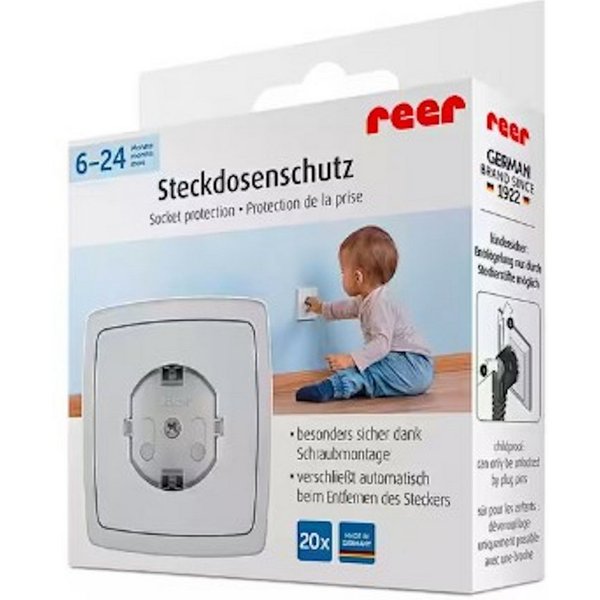 Reer Kindersicherung Steckdosenschutz zum Schrauben, weiss, 20 Stück