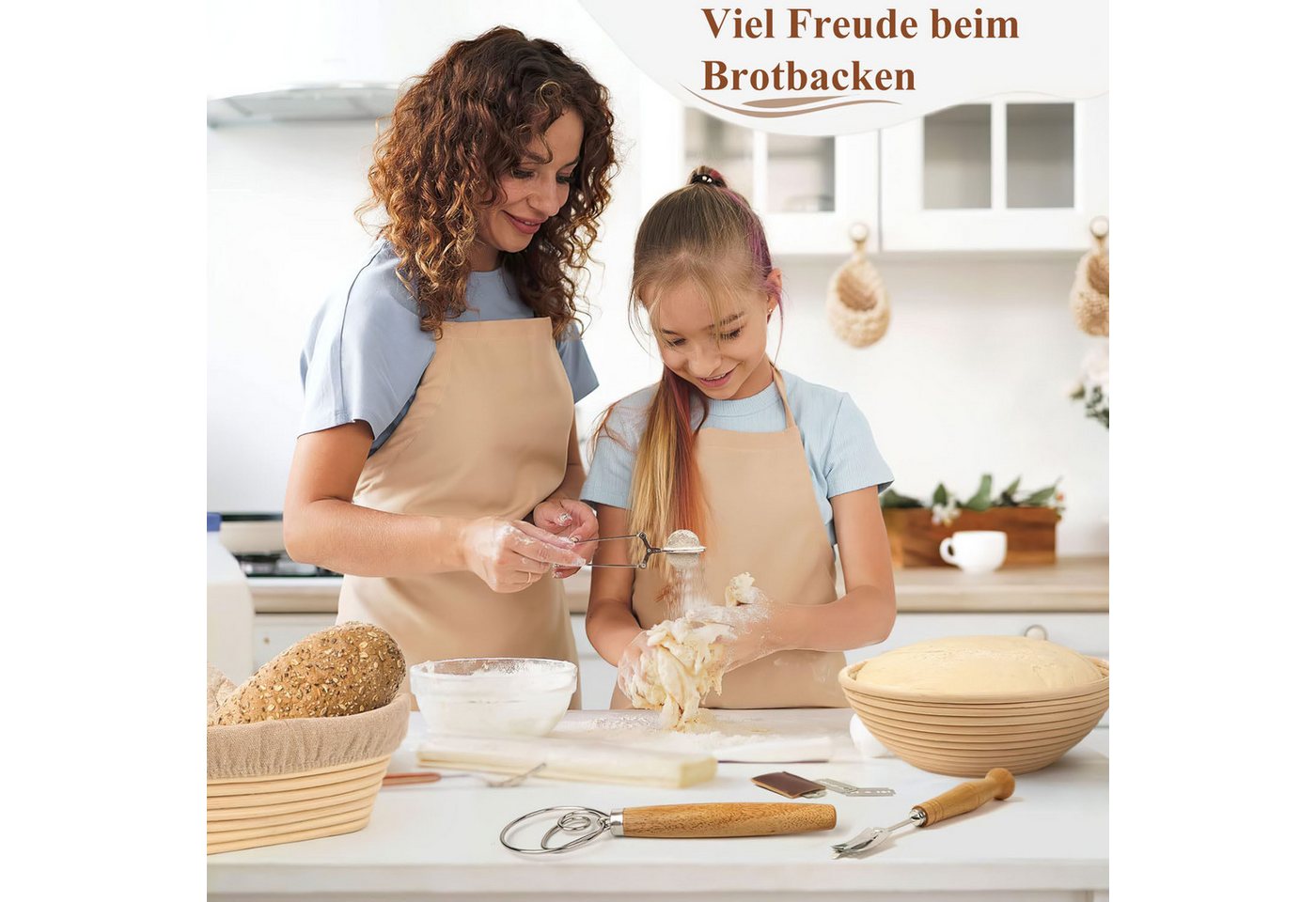Refined Living Brotkorb Gärkorb zum Brotbacken Bäckermesser Brotbackform Gärkörbchen Oval, (Oval 25 cm und Rund 22cm Innen mit Leinentuch Nachhaltig und Natürli – Bild 5 von 5