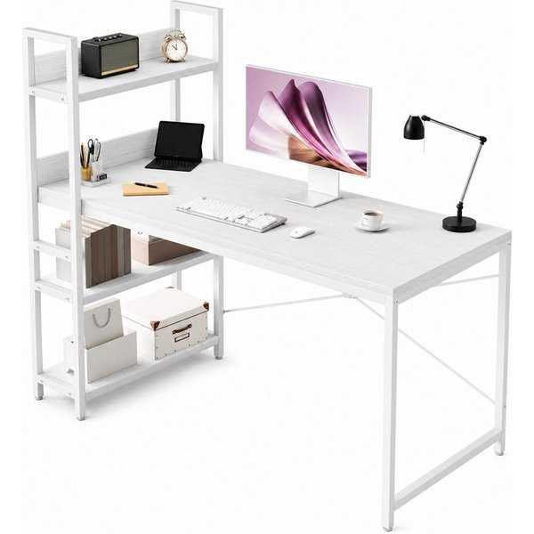 Refined Living Computertisch Schreibtisch Gaming tisch Computertisch Bürotisch 50x80/100cm 120/140 (Schreibtisch mit Seitlichem Regal & Verstellbaren Füßen, Off