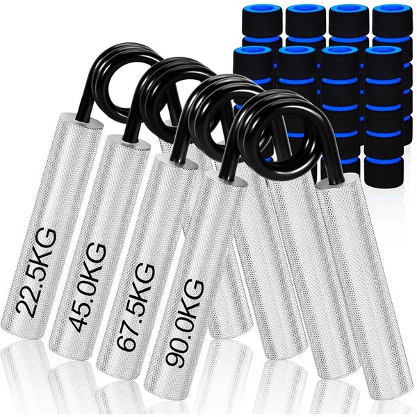 Refined Living Handmuskeltrainer 4er Set Handtrainer Griffkrafttrainer, Fingertrainer Unterarmtrainer (Handmuskeltrainer aus Aluminium, Grip Strength Trainer, H